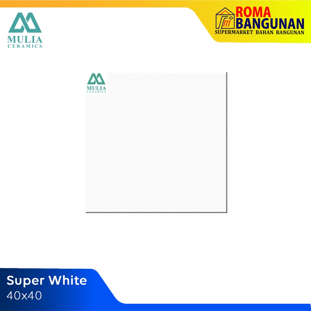 Mulia Keramik Lantai / Keramik Kilap Polos Putih / Keramik Super White 30x30 40X40