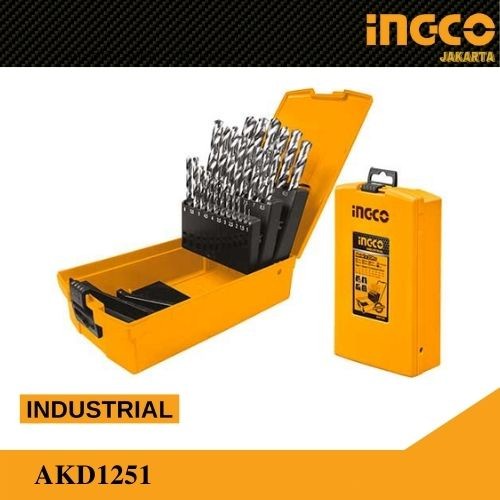 25-Pcs M2 HSS Drill Bits Set (1-13 mm) INGCO AKD1251 Mata Bor Besi