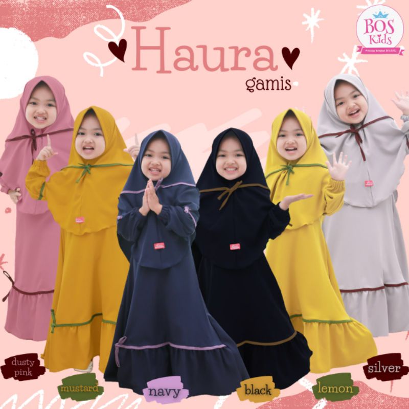 SETT GAMIS ANAK/GAMIS PLUS KHIMAR/GAMIS HAURA BY BOS KIDS