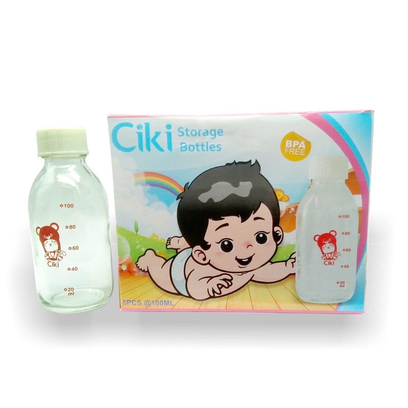 BOTOL ASI KACA CIKI STORAGE BOTTLES 100ML ISI 6 PCS