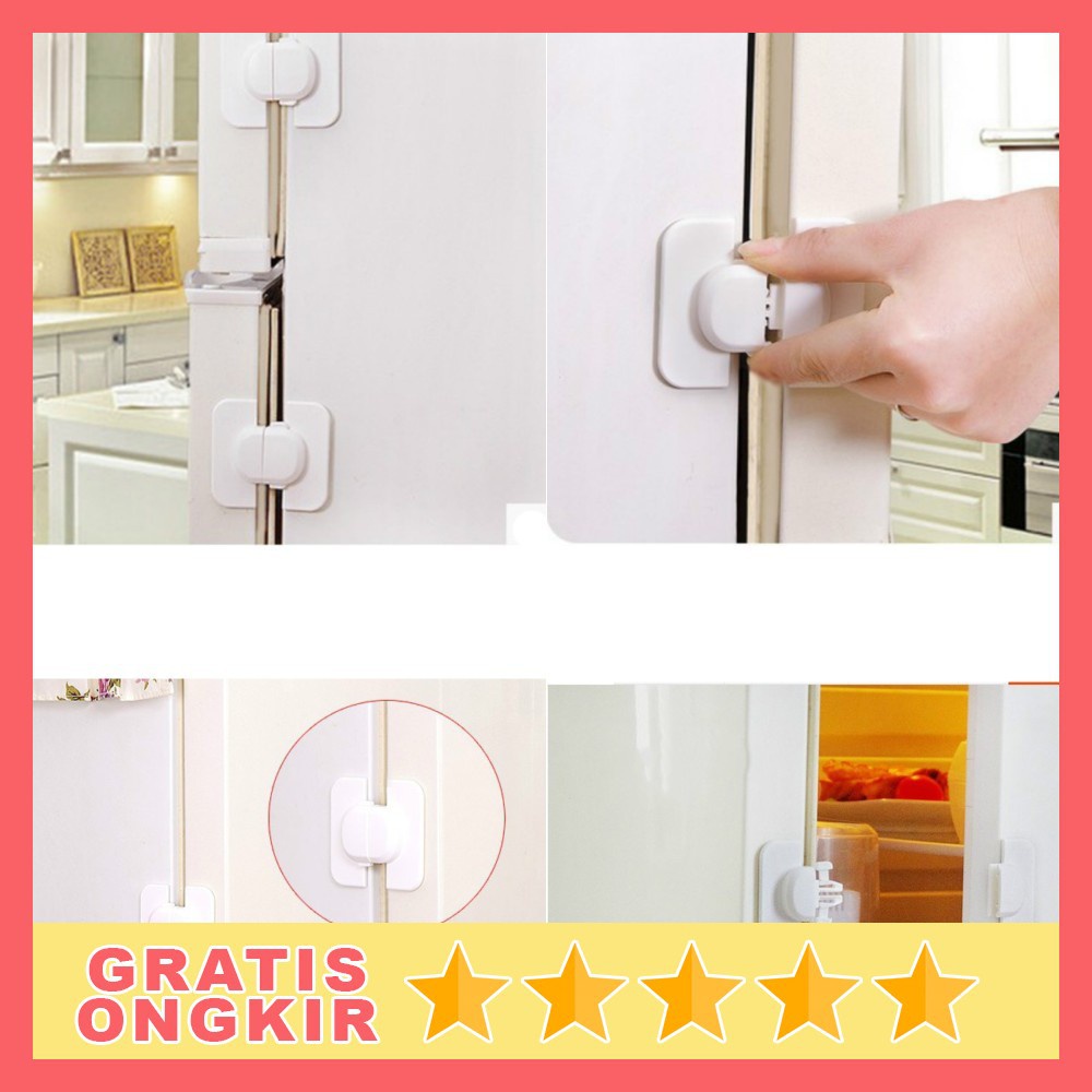 Alat Pengunci Pintu Kulkas Safety Lock Kunci Pintu Kulkas Serbaguna - Alat Tools Pengunci Kunci Meng