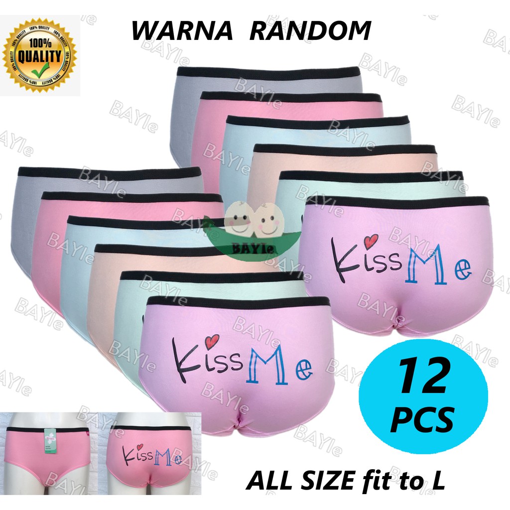 BAYIe - 12 PCS Celana Dalam/ CD Wanita Remaja WEN ROU KISS ME / CD Perempuan Multi Colour ALL SIZE FIT TO Size L