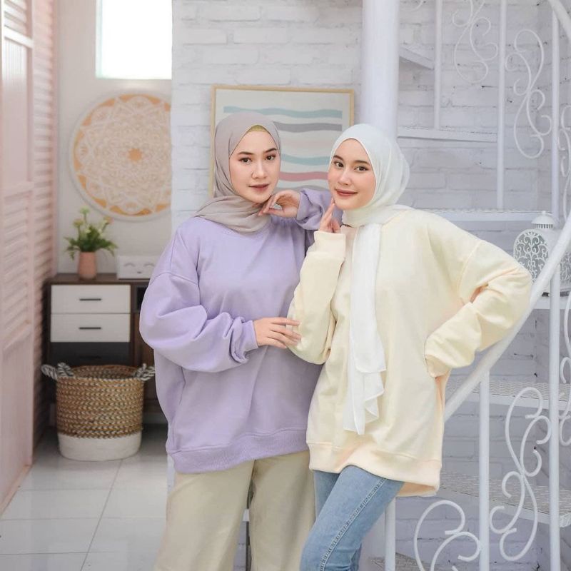 Premium XXL Basic Oversize Sweater Polos Ukuran Jumbo Sweater Pria dan Wanita