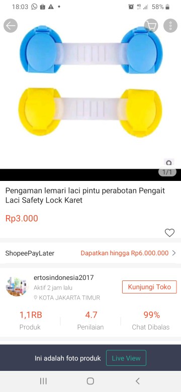 Pengaman Lemari Laci Pintu Perabotan Pengait Laci Safety Lock Karet