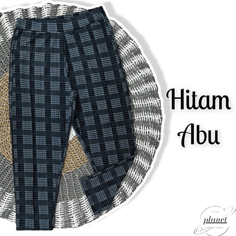 CELANA KOTAK KOTAK JUMBO BIG SIZE WANITA CELANA SEMI LEGGING BAGGY TARTAN PANTS MODEL SLIM FIT KEKINIAN KAIN MELAR PINGGANG KARET