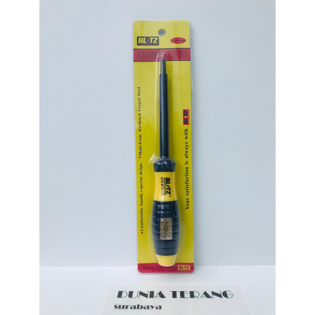 Obeng Tespen BLITZ 4in - Testpen 10cm - Test Pen Screwdriver 100mm - Obeng tes arus listrik