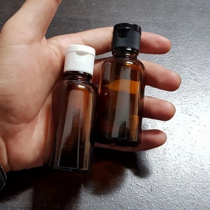 botol kaca 30ml coklat amber tutup fliptop