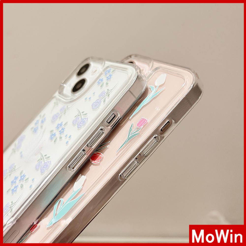 iPhone Case Thick Silicon Soft Case Clear Case Shockproof Camera Protection Metal Button Tulip Flower Compatible For iPhone 11 iPhone 13 Pro Max iPhone 12 Pro Max iPhone 7 Plus xr