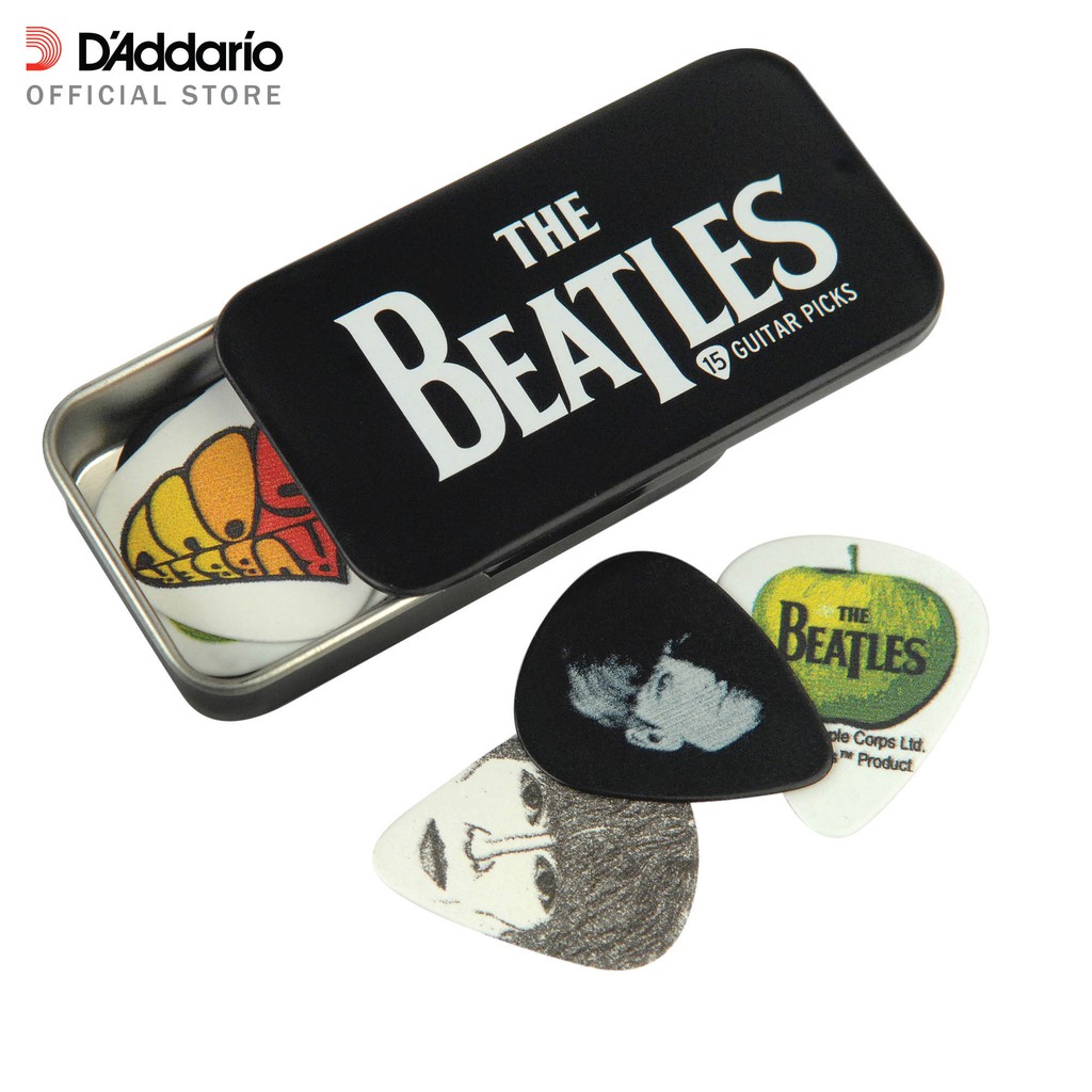 D'Addario 1CAB4-15BT1 The Beatles Signature Guitar Pick Tins, Logo, 15 picks