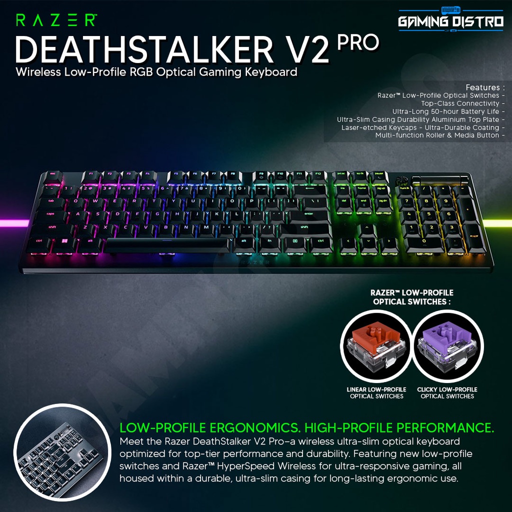 Keyboard Gaming Razer DeathStalker V2 Pro Wireless Low Profile RGB