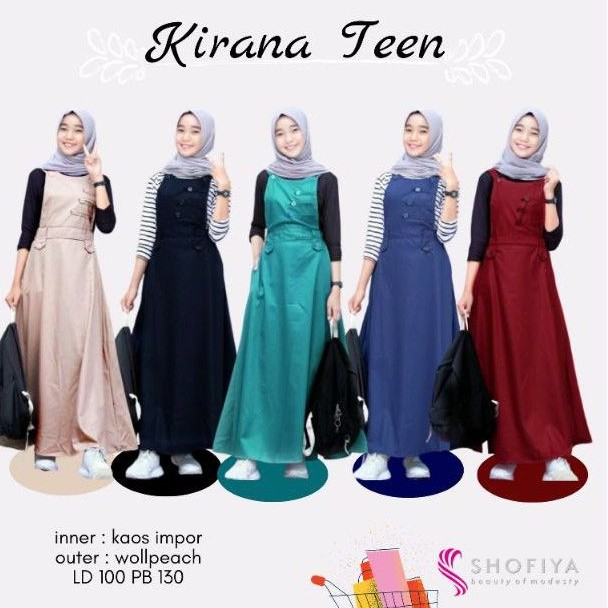 BAJU MUSLIM DEWASA SET INNER + OUTER KIRANA TEEN ORIGINAL SHOFIYA