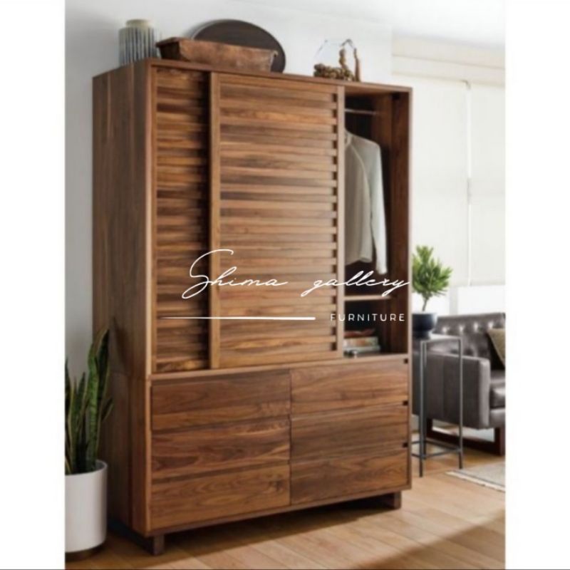 Lemari minimalis kayu jati / Lemari sliding / Lemari modern mebel jepara