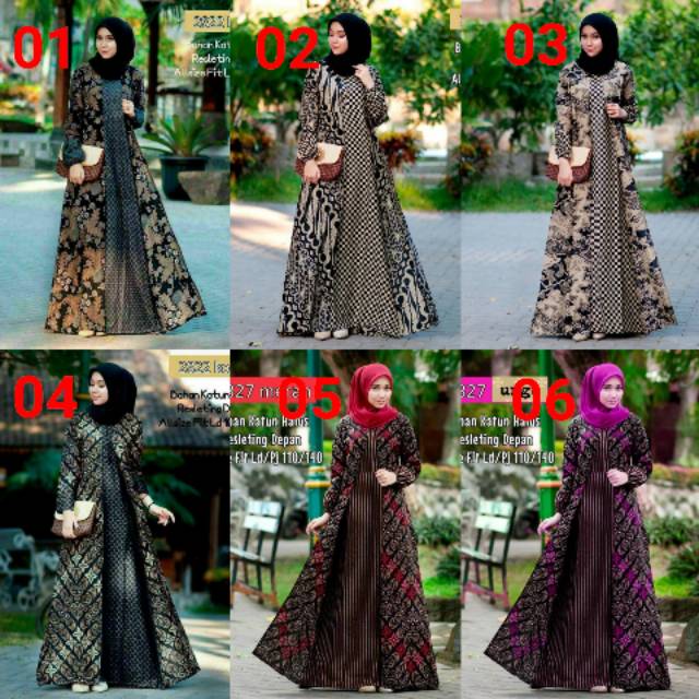 Gamis Batik Kombinasi Baju Muslimah Wanita All size Bahan Katun Halus