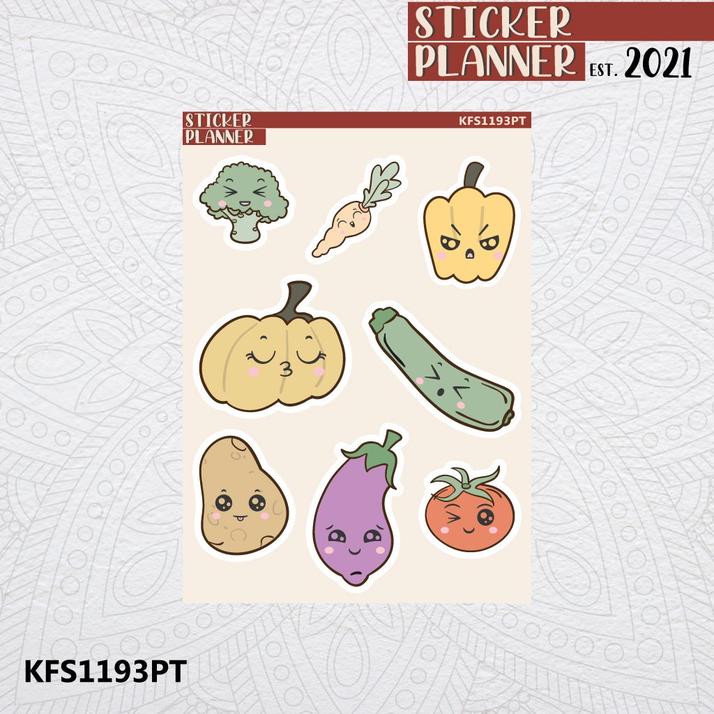 

Kawaii Vegetable Sticker Planner | Sticker Sheet, Bujo, Hobonichi, Scrapbook, Journal, & Agenda