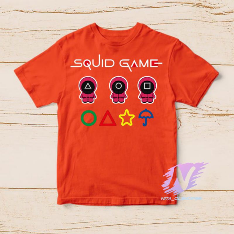 kaos anak squid game terbaru logo squid