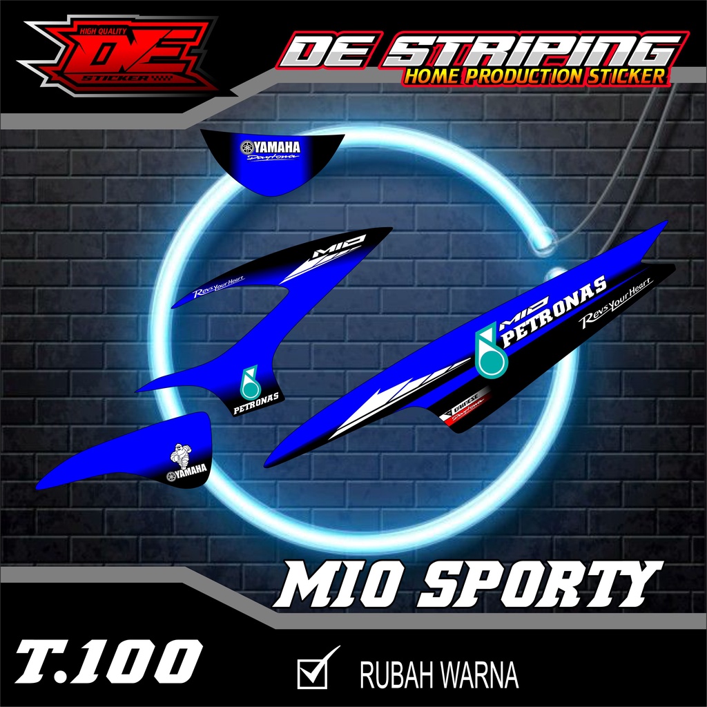 Aksesoris Motor Mio Sporty Motif PETRONAS Striping Stiker Semifull Keren T100