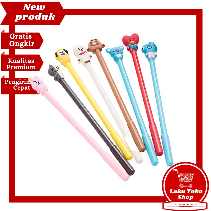

LK Pulpen BT21 Pena BTS Bangtan Boys ARMY KPOP Cartoon Black Ink Gel Pen Kantor Sekolah Dan Kuliahan