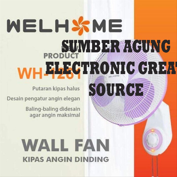 Welhome Kipas Angin Dinding 12inch WH1261 1261 Wall Fan SNI Berkulitas