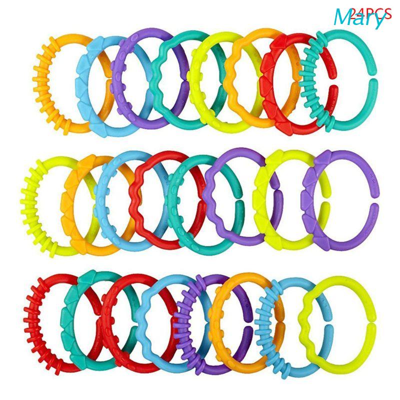 Mary 24pcs / Set Mainan Teether Ring Warna-Warni Untuk Bayi Newborn
