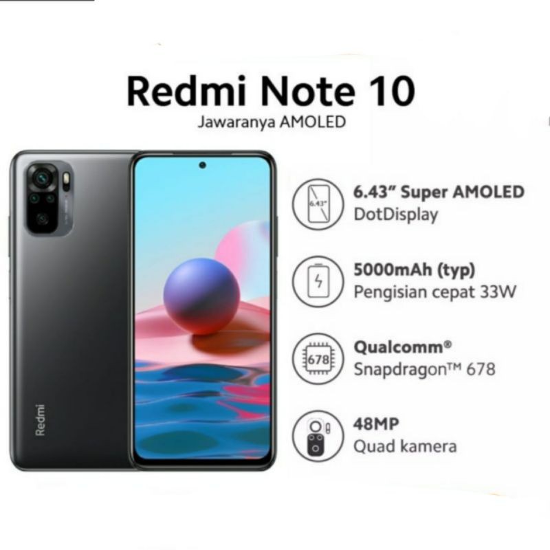 Jual XIAOMI REDMI NOTE 10 4/64 NEW GARANSI RESMI XIAOMI Indonesia