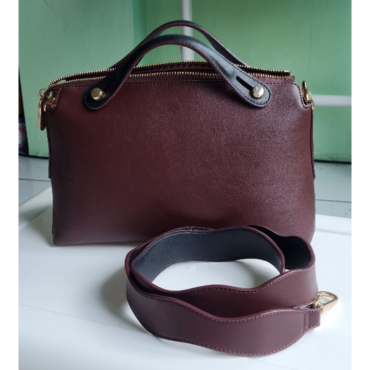 Prelove Tas Pedro asli Bowling Bag Two Tone ~ Burgundy