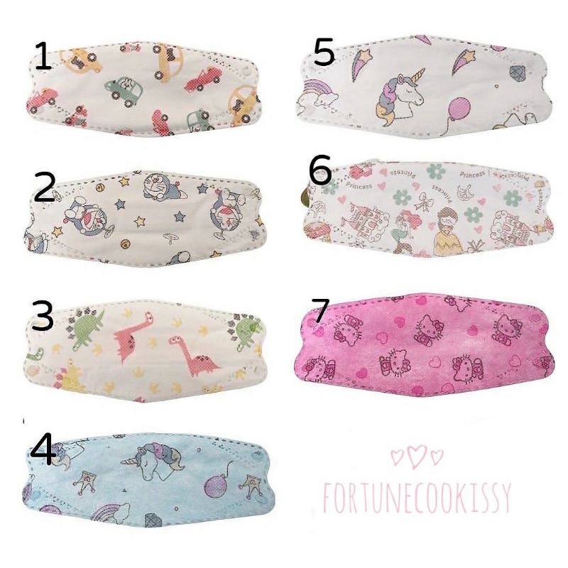 Fortune Masker Anak KF94 4ply isi 10pcs Motif Karakter Kartun Mickey Dino Unicorn