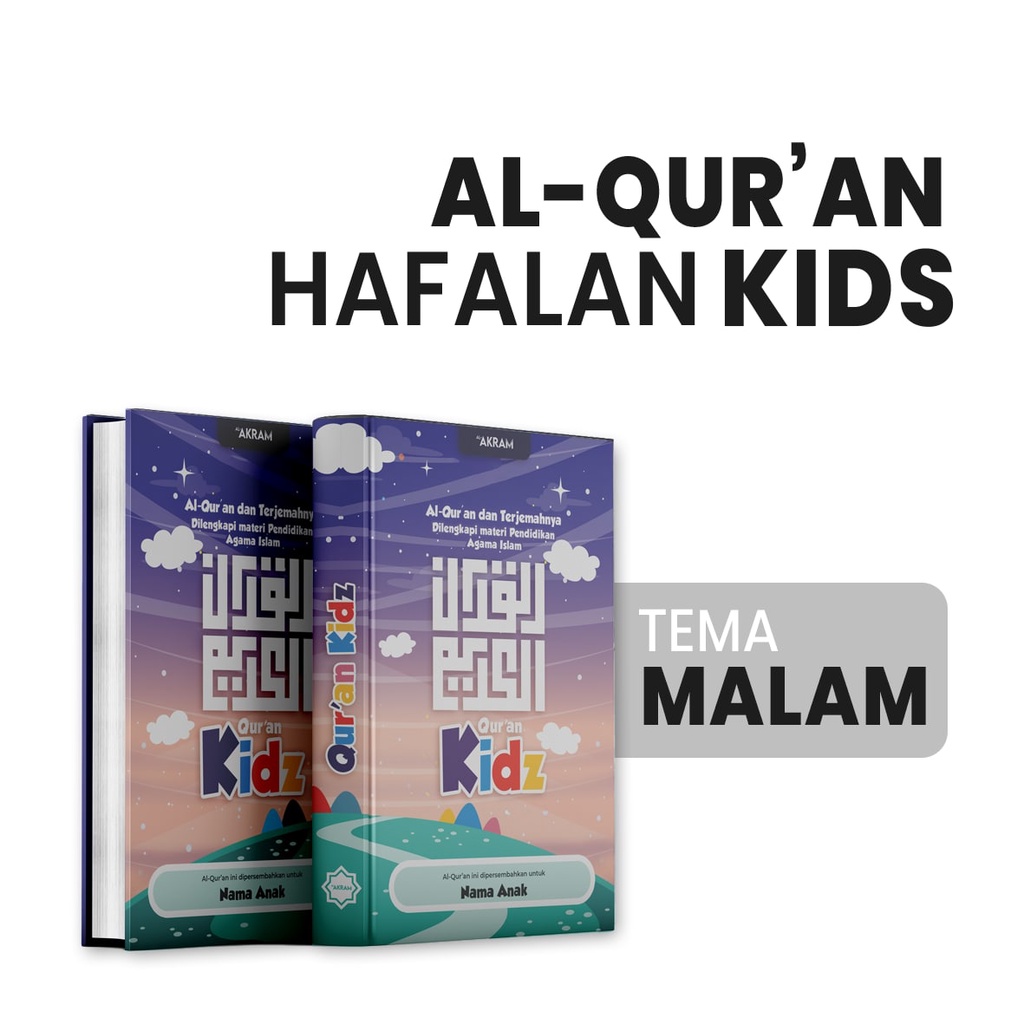 AL-AKRAM Qur'an Kids Berwarna A5 Custom Nama - Cover Malam