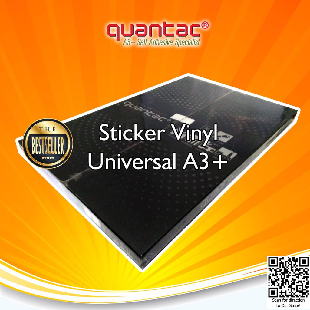 QUANTAC UNIVERSAL Sticker Vinyl Digital Print Laser Toner A3+ Stiker Plastik Anti Air Tidak Mudah Sobek - Pack