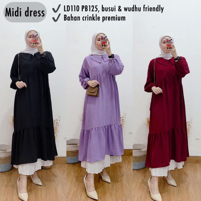 midi dress crinkle premium