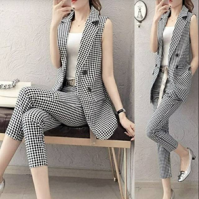 ST BLAZER LILYRO / Pakaian Setelan Wanita Blazer Blero Kotak Celana Panjang Casual Model Terbaru