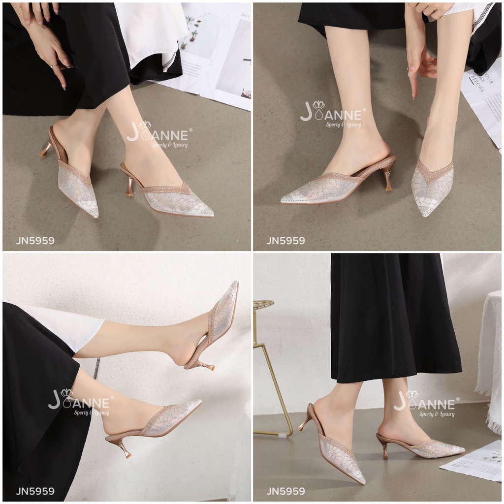 JOANNE Mules Heels Shoes Sepatu Pesta #JN5959 ORIGINAL