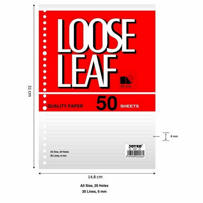 

Loose Leaf Isi Kertas File Binder A5-7020 (50s / 100s)