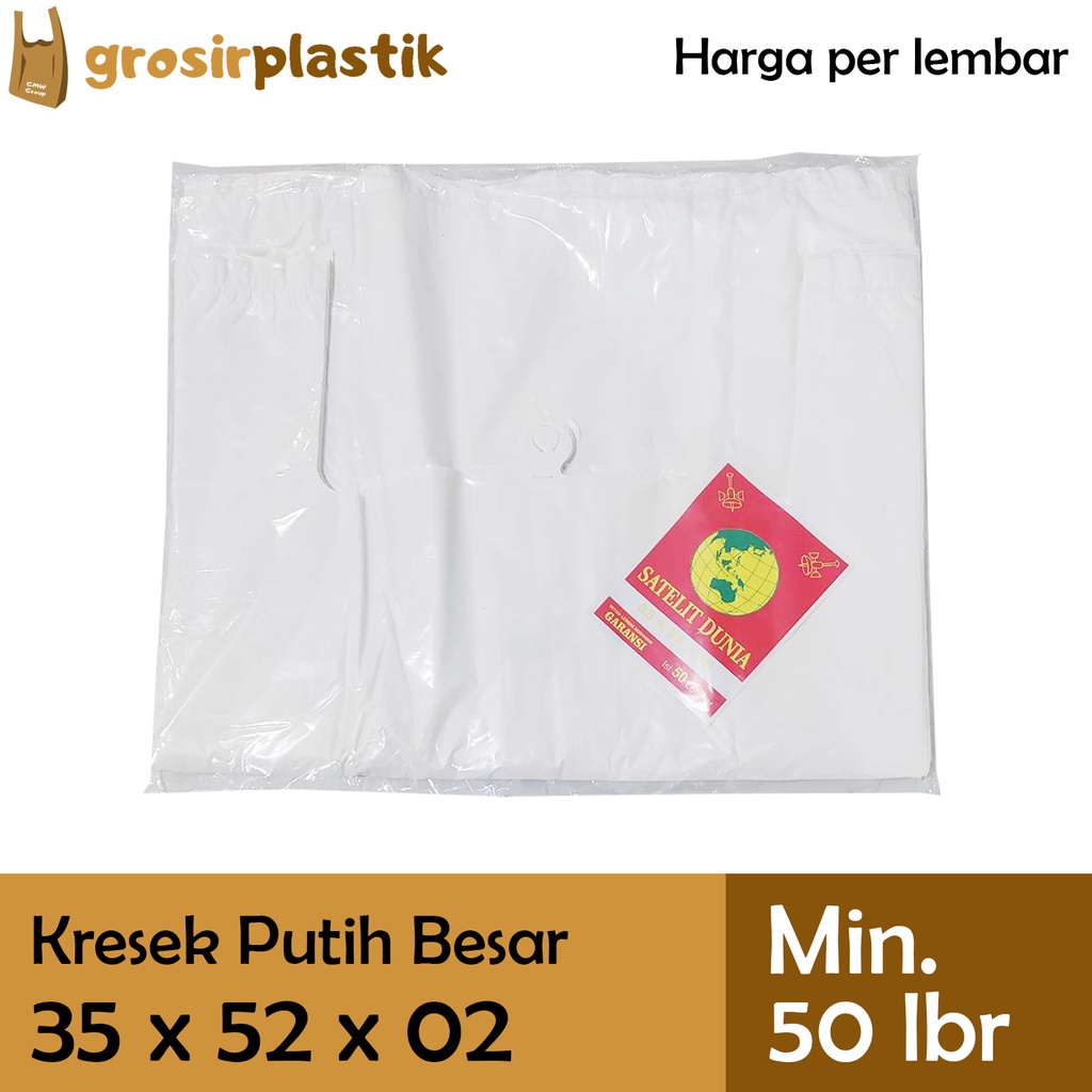 [LBR] Grosir Plastik Kantong Kresek SATELIT DUNIA 35 x 52 x 02 Putih M049