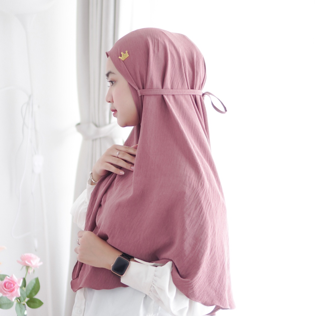 Jilbab Bergo [Crincle Airflow Premium] Ukuran 75 x 90 cm / Kerudung Instan By Glamour Hijab-Dusty Pink