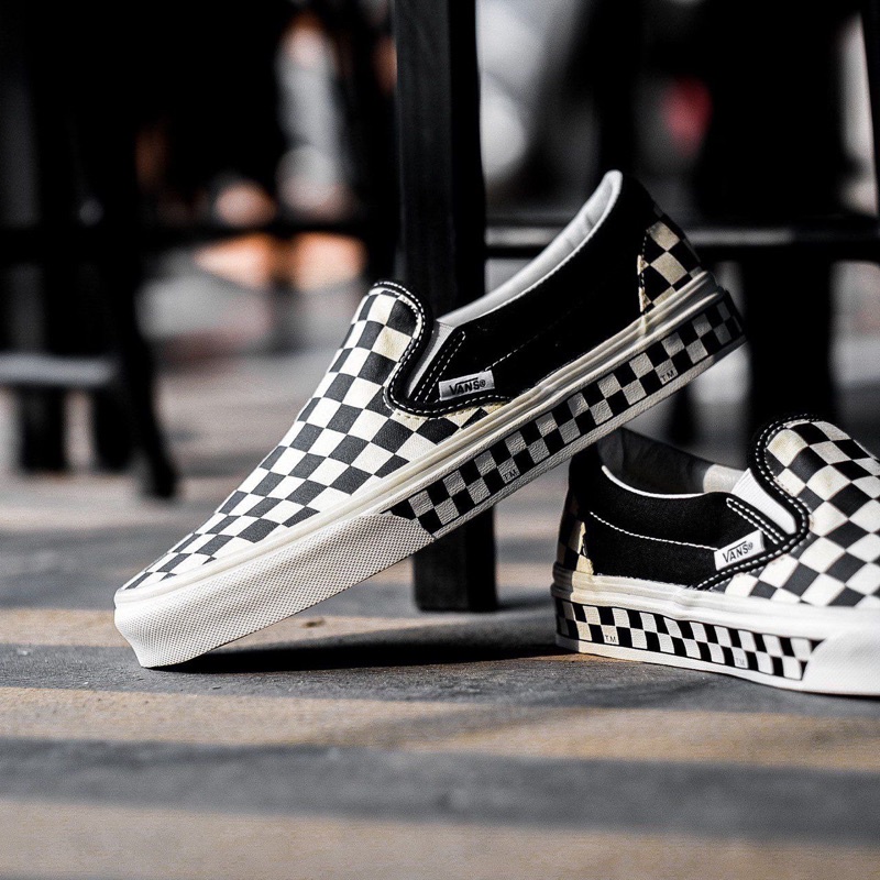 V4NS SLIP-ON NEXTOR CHECKERBOARD CLASSIC BLACK/WHITE ORIGINAL 100%