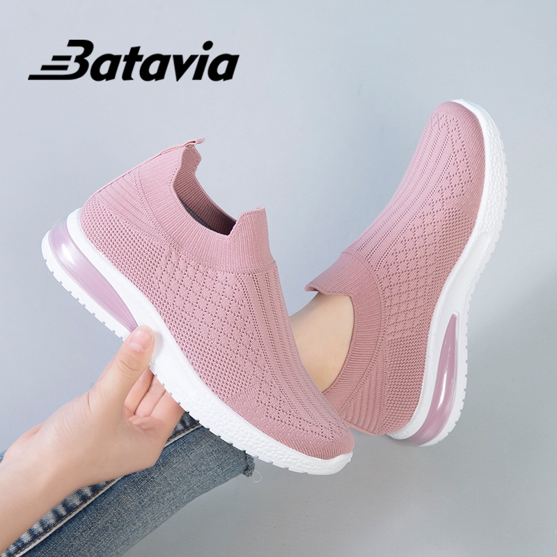 (COD)Batavia Sepatu Fashion Shoes baru sepatu wanita olahraga rajut premium bernapas sepatu joging luar ruangan N5