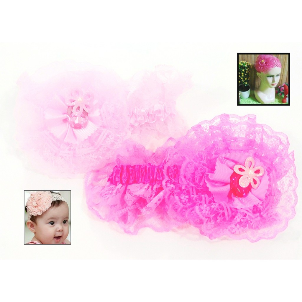 bandana bayi pink crystal bando bayi baby