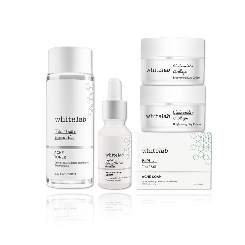 WHITELAB Paket Bundling Skincare 5in1 Brightening / Acne / Hydrating (Face Wash, Toner, Serum, Day Cream, Night Cream) Original BPOM