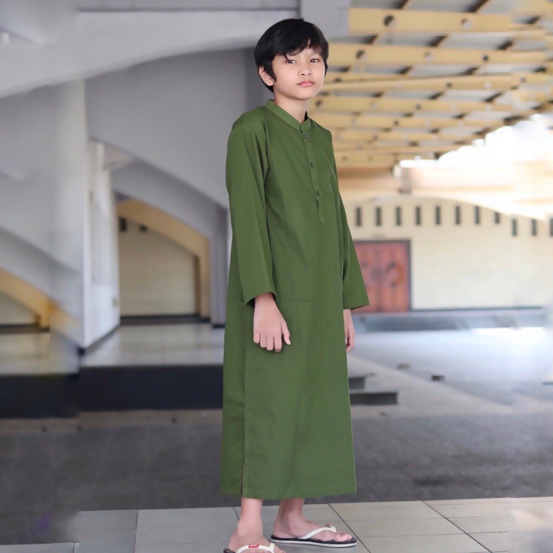 Gamis jubah anak  ALQORNI hijau