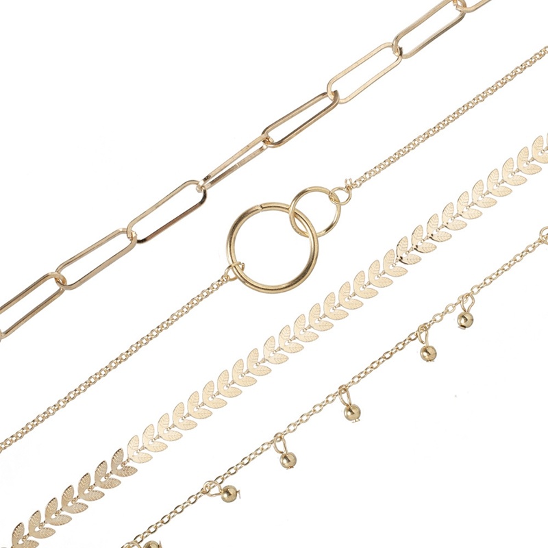 4 PC/1 set Fashion Wanita Gelang Daun Set Perhiasan Aksesoris