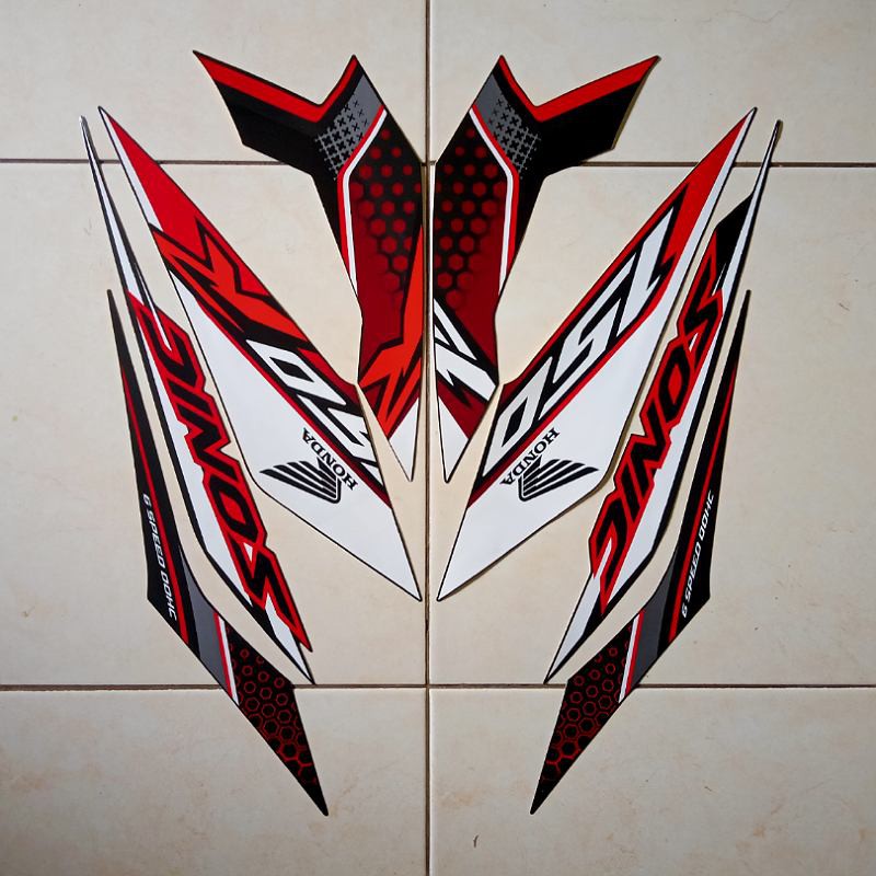stiker/sticker striping motor honda sonic 150R 2019 FULL hitam merah