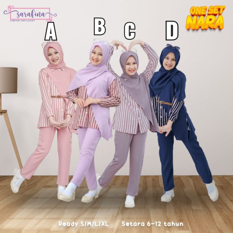 one set Nara Series By Sarafina / Setelan Muslimah anak / Baju Lebaran / Baju lebaran anak / Baju an
