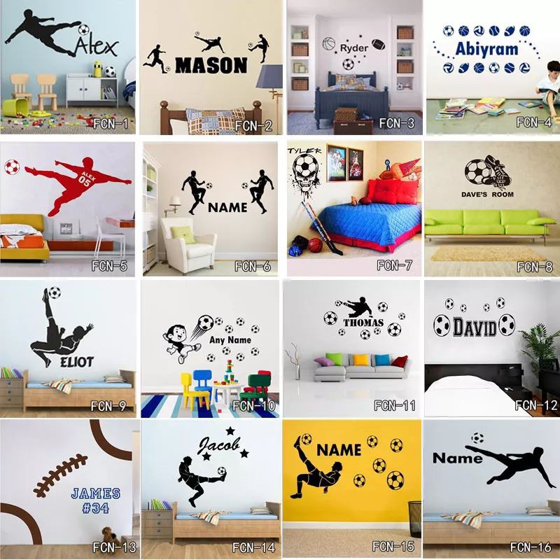 Stiker Dinding Kamar Tidur Anak Cowok Tema Sepak Bola Wall Sticker New