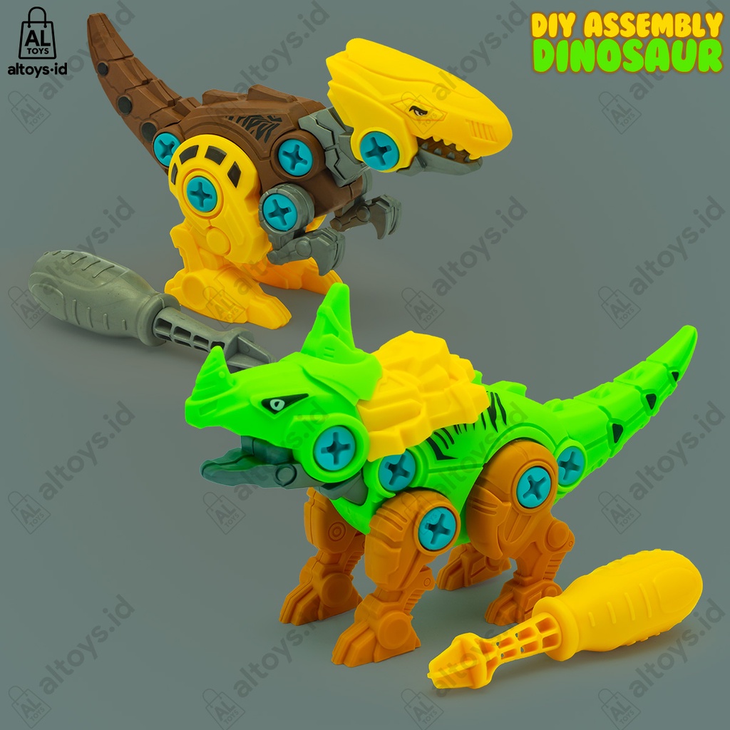 Mainan Edukasi Rakit Hewan Dinosaurus Obeng Mainan Bongkar Pasang Hewan Dino DIY Assembly