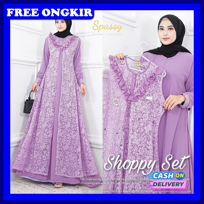 Ghamis Cewek Premium Buju Muslimah Bj Wanita Sarii Gamis Remaja Kekini Shoppy Set 2 In 1 Gamis + Ou