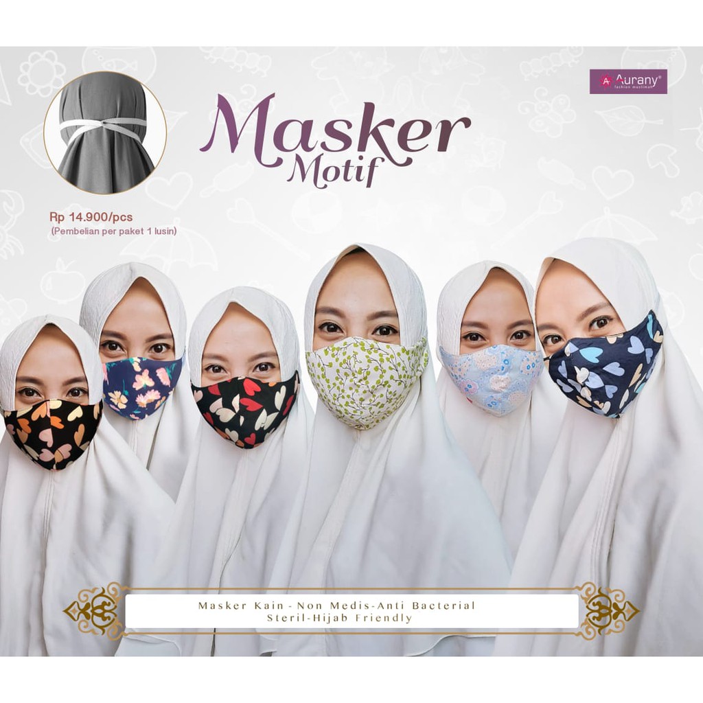 READY MASKER WARNA Masker Motif Aurany Ready, MASKER DEWASA