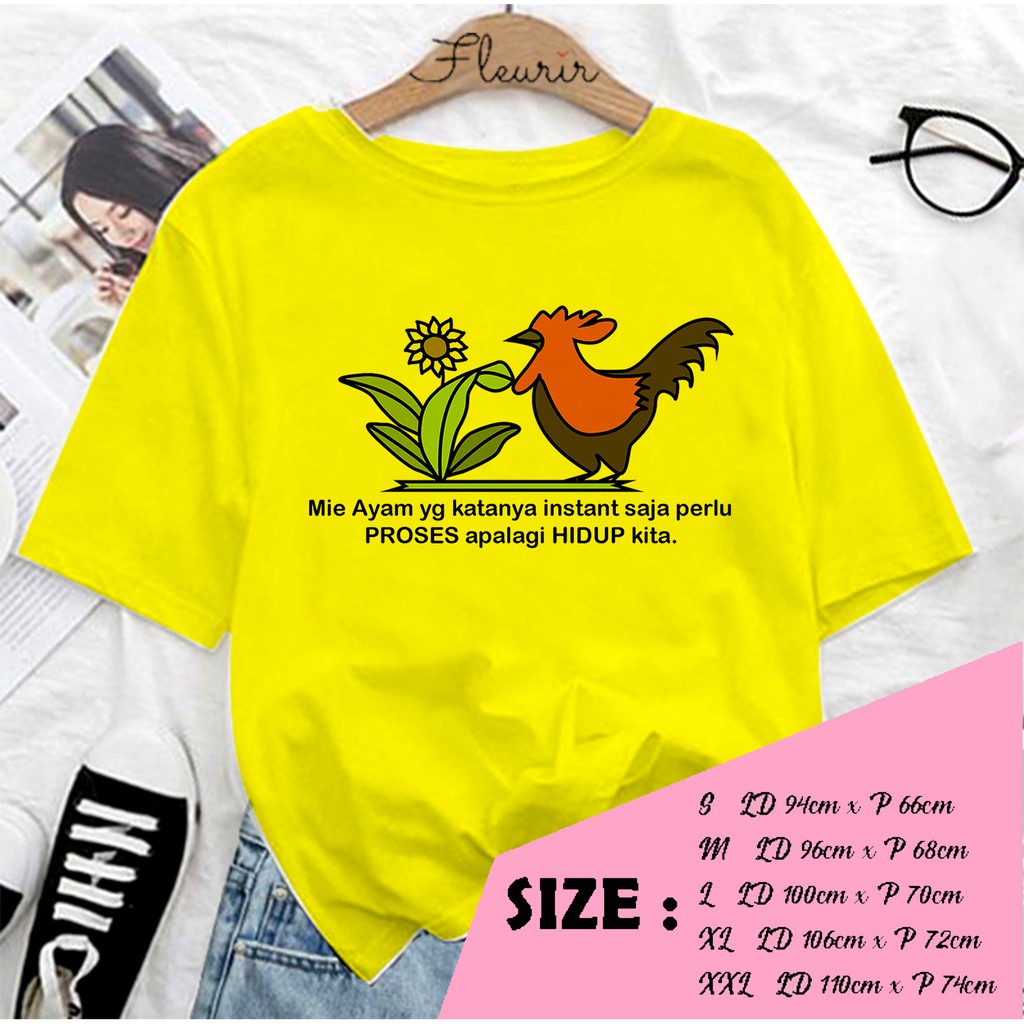 FLEURIR - KAOS WANITA DEWASA MANGKOK MIE AYAM LENGAN PENDEK TUMBLR TEE UNISEX