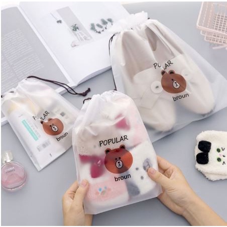 Travel Pouch Organizer Bag Tas Serut Tempat Penyimpanan Alat Make Up Mandi Waterproof Anti Air Mini