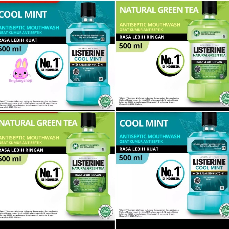 Listerine 500mL Cool mint / green tea antiseptic coolmint greentea mouth wash 500 ml kumur mulut (no.252)