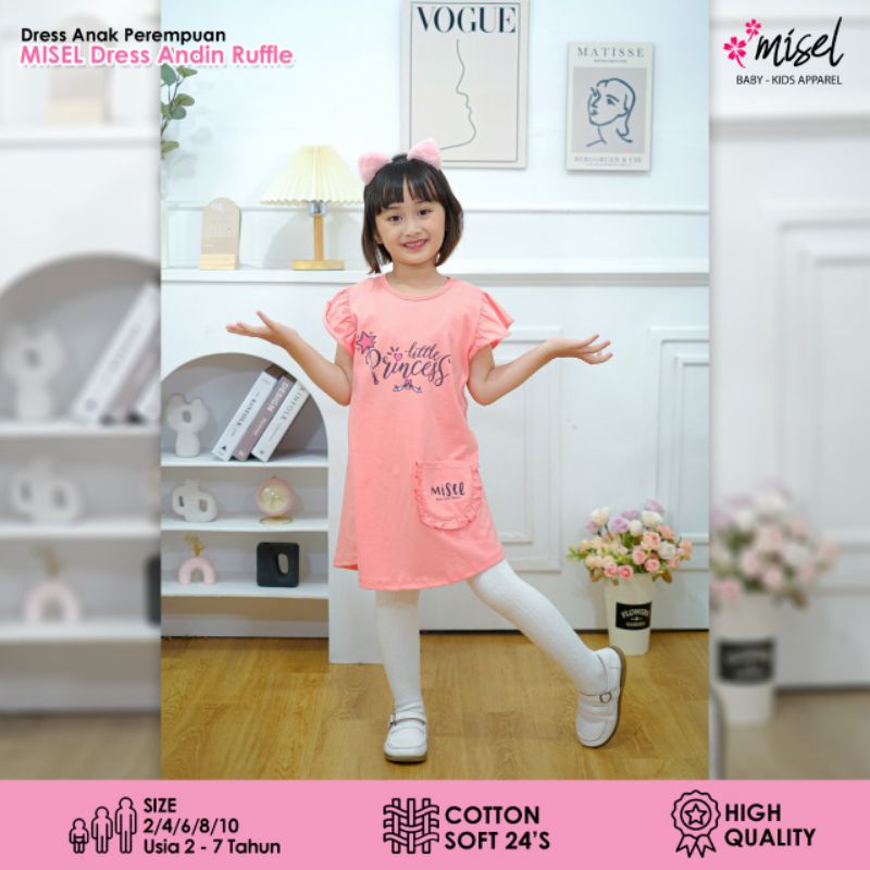 Dress anak motif tangan ruffle umur 1-8 tahun original misel